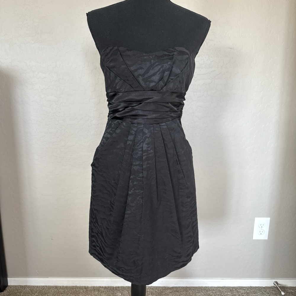 Speechless Black Strapless Zebra Print Dress